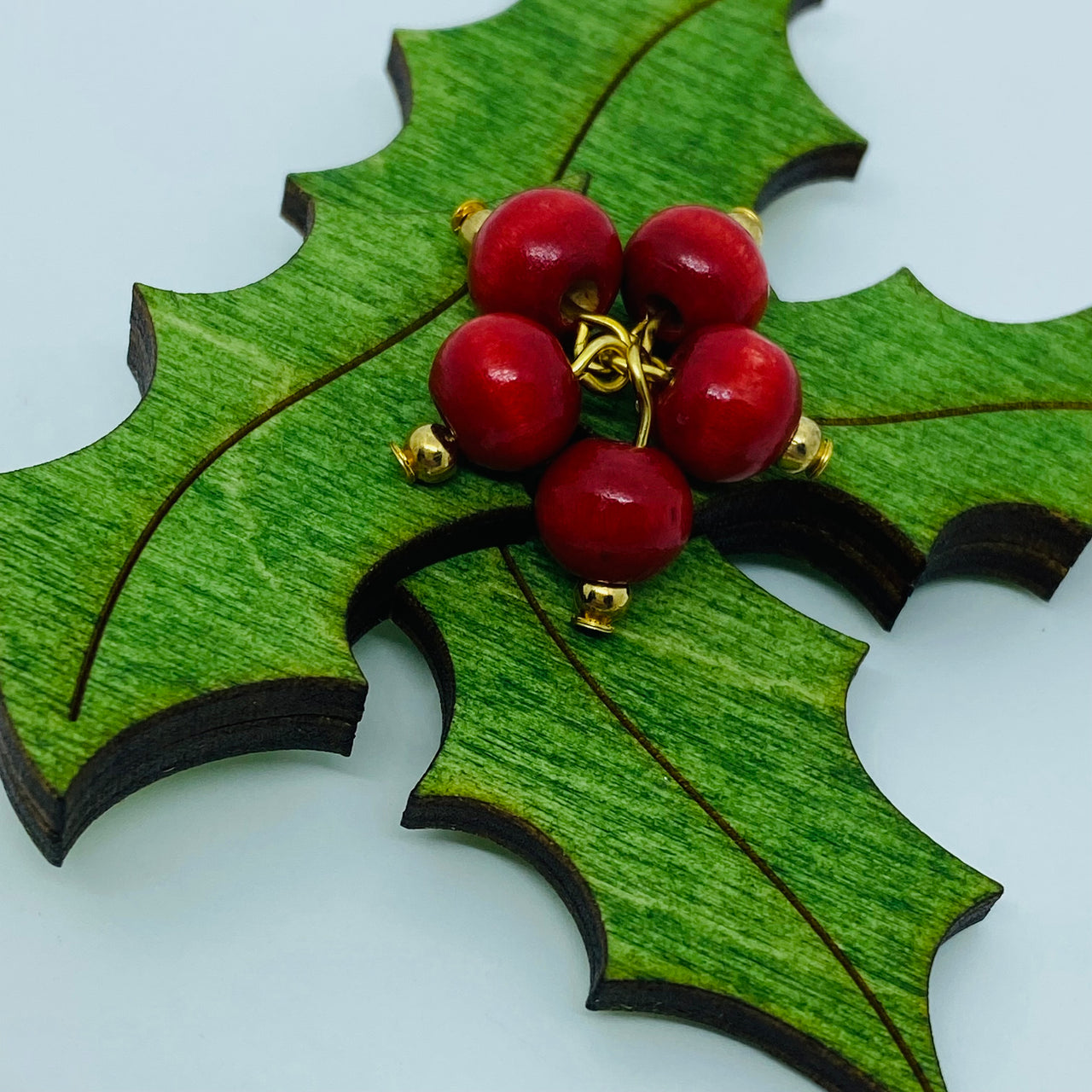 Wooden Holly Litewood™ Brooch