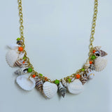Metal Haskell Shell Striking Necklace in Green & Orange