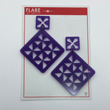 Flare Tiki Tapa Big Kahuna Dangler Earrings in Dark Purple