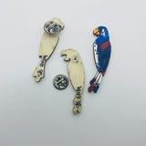 Hand Painted Wooden Tiki Bird Hosts Litewood™ Lapel Pin Set