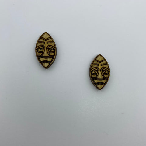 Wooden Tiki Mask Litewood™ Earrings