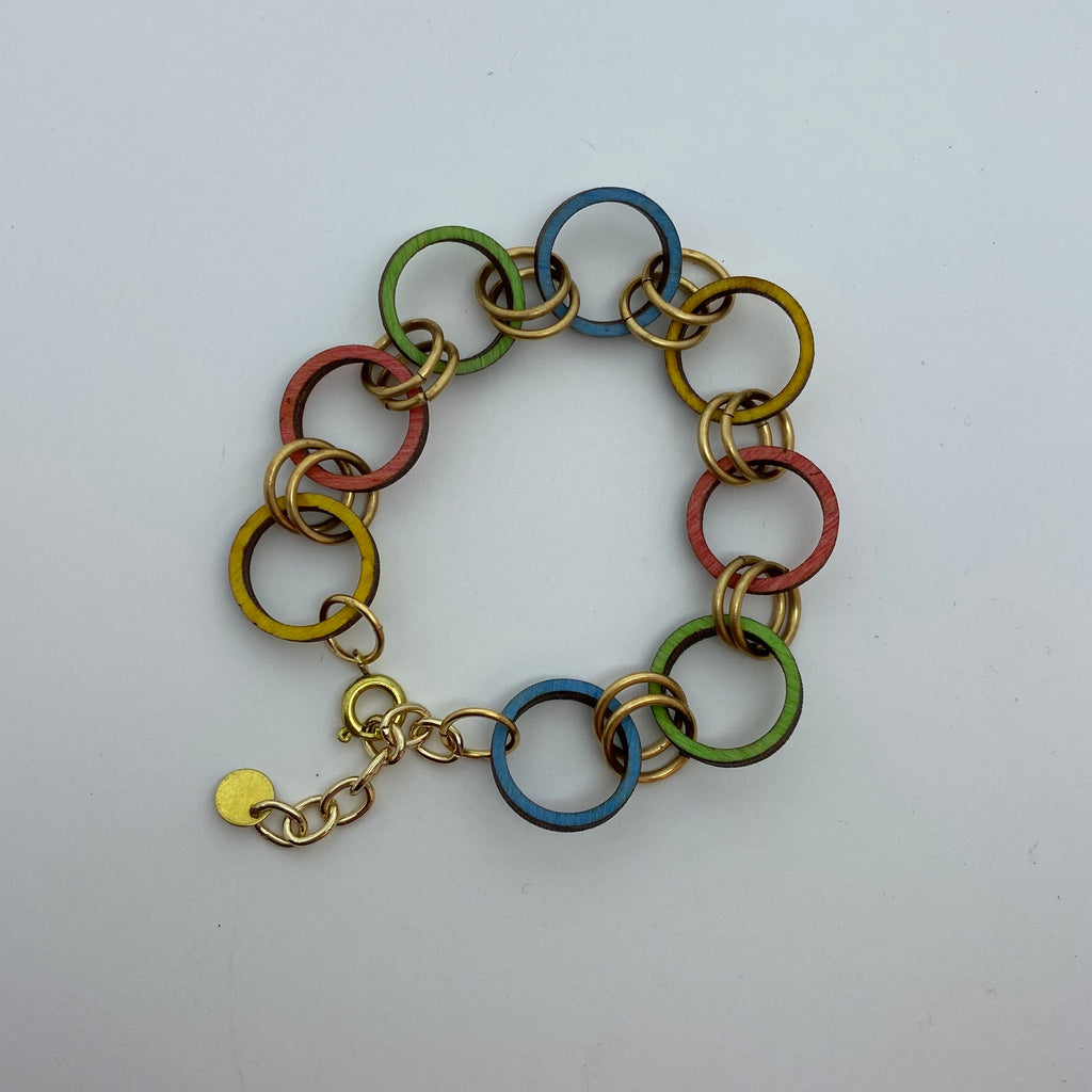 Wooden Brass Haskell Chain Litewood™ Bracelet in Primary