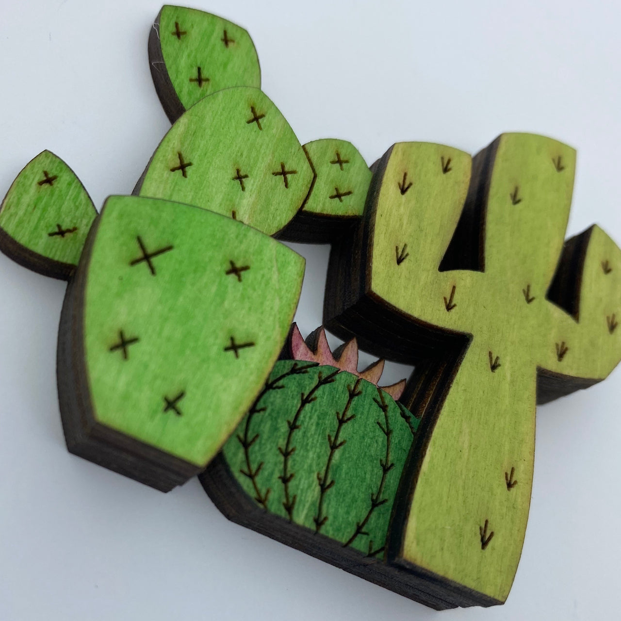 Wooden Cactus Litewood™ Brooch