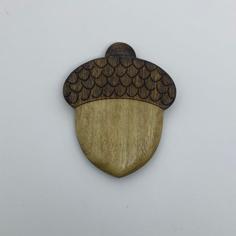 Hand Carved Wooden Acorn Litewood™ Brooch