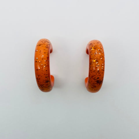 Confetti Lucite Hoop Sparklite™ Earrings in Carrot