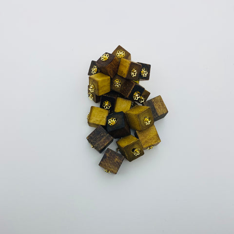 Wooden Haskell Cube Litewood™ Brooch in Natural