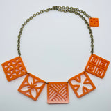 Flare Tiki Tapa Necklace in Orange