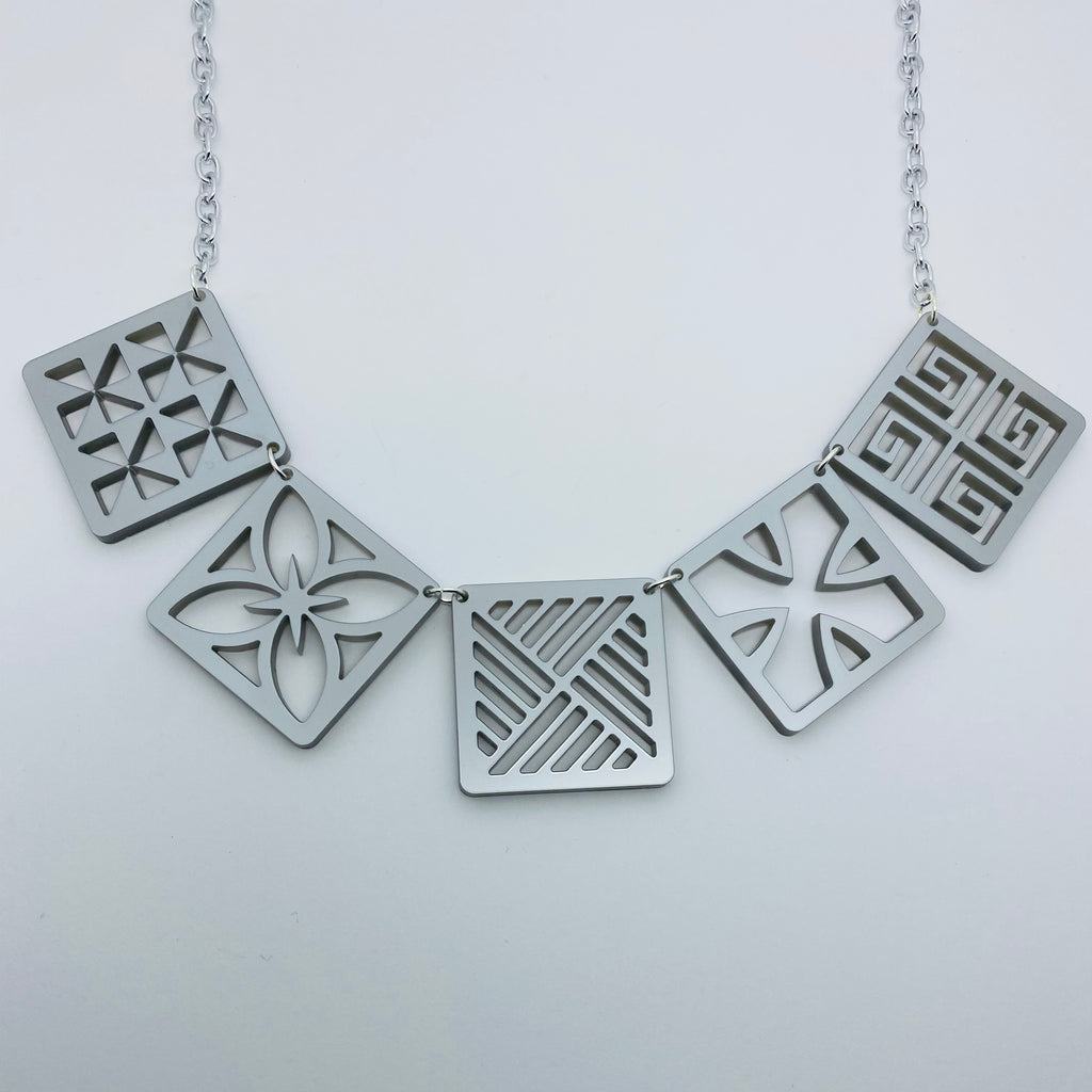 Flare Tiki Tapa Necklace in Silver