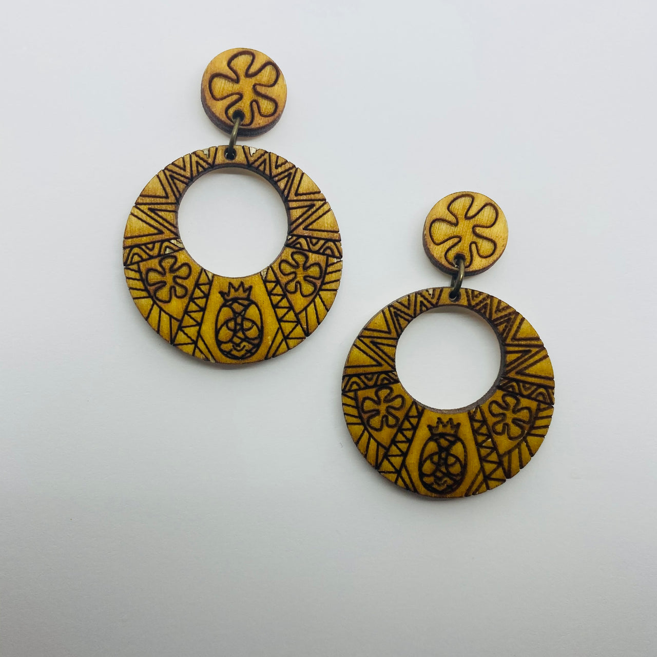 Wooden Tiki Pineapple Litewood™ Earrings by Tiki Tony