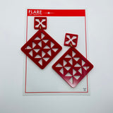 Flare Tiki Tapa Big Kahuna Dangler Earrings in Red