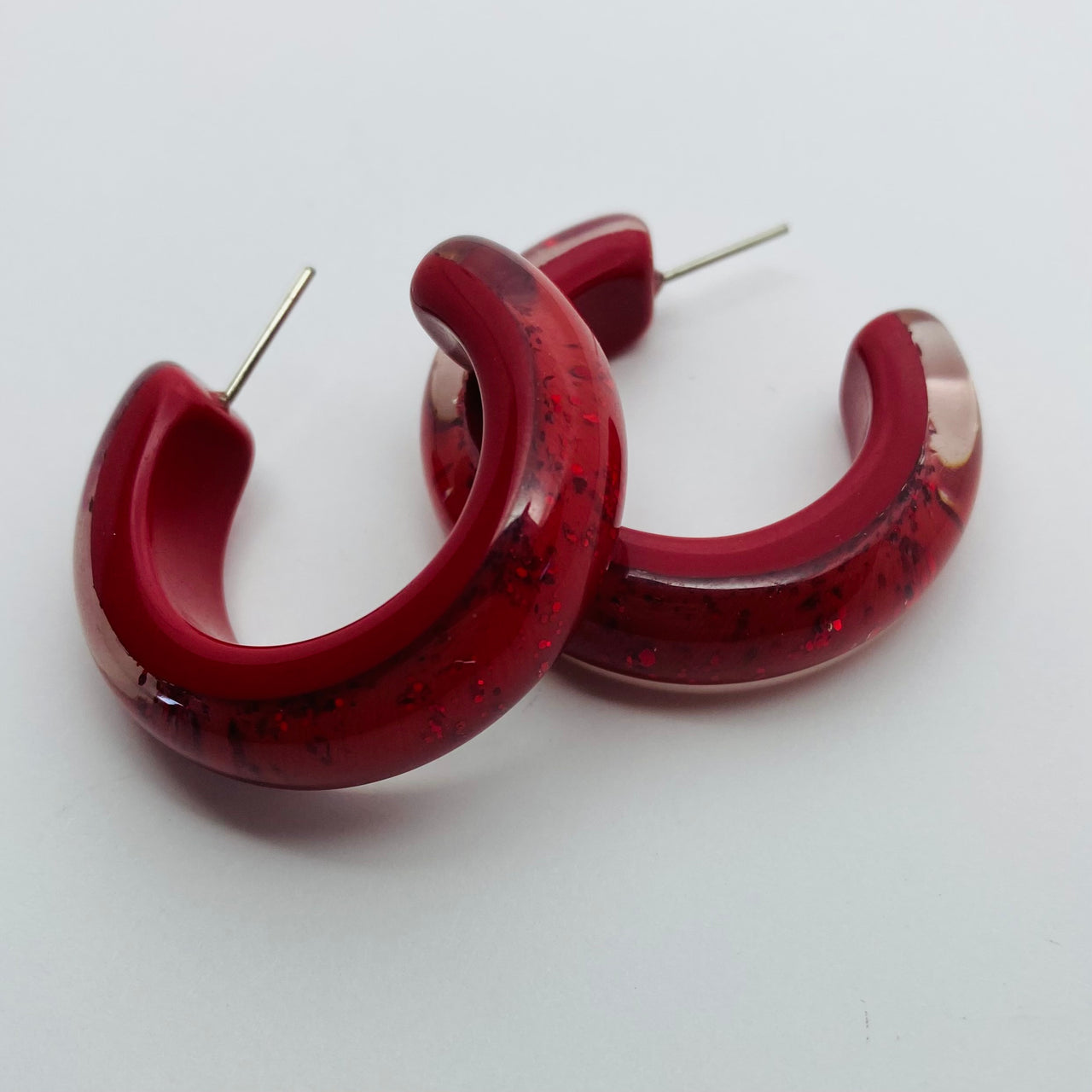 Confetti Lucite Hoop Sparklite™ Earrings in Ruby
