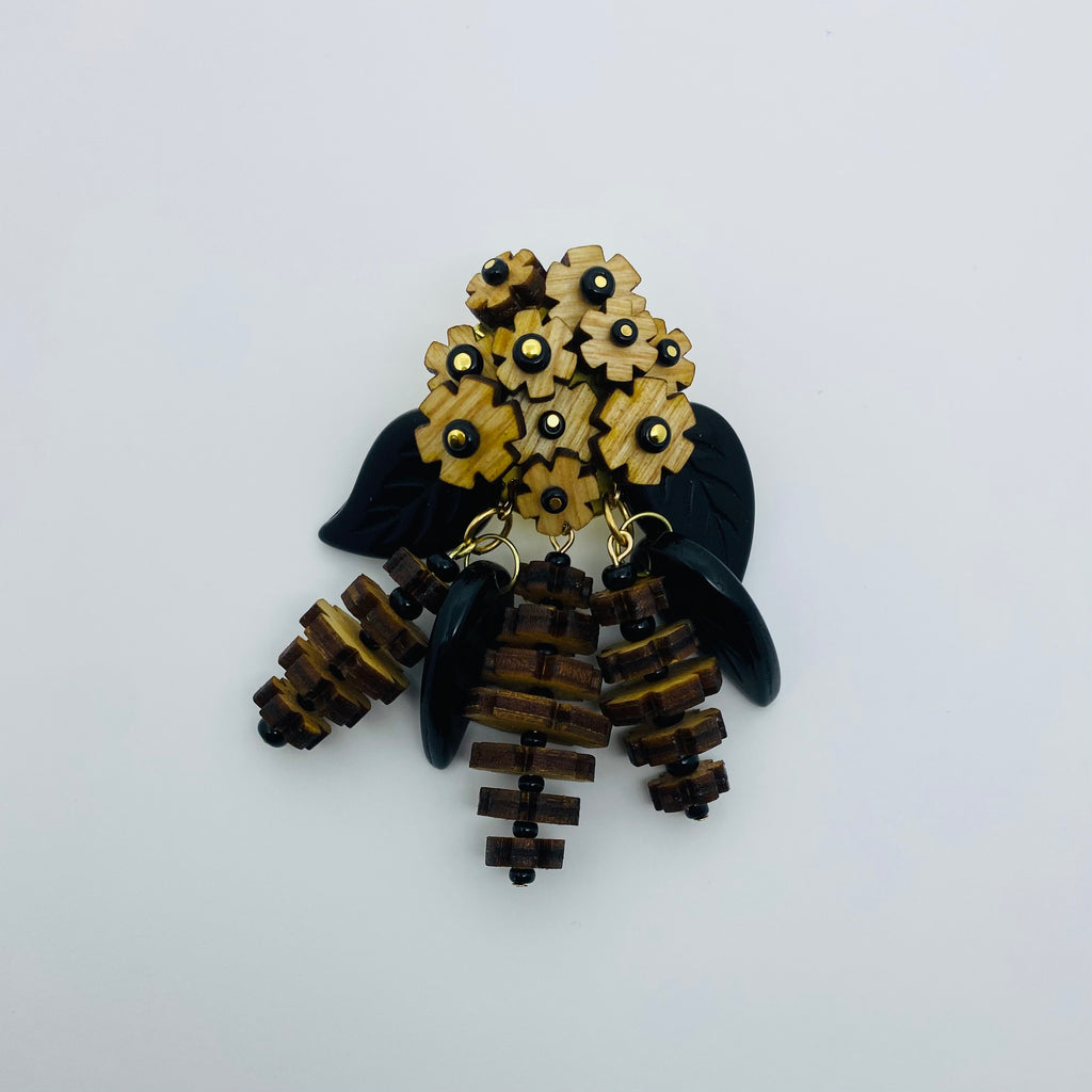 Wooden Haskell Stacking Flower Litewood Brooch