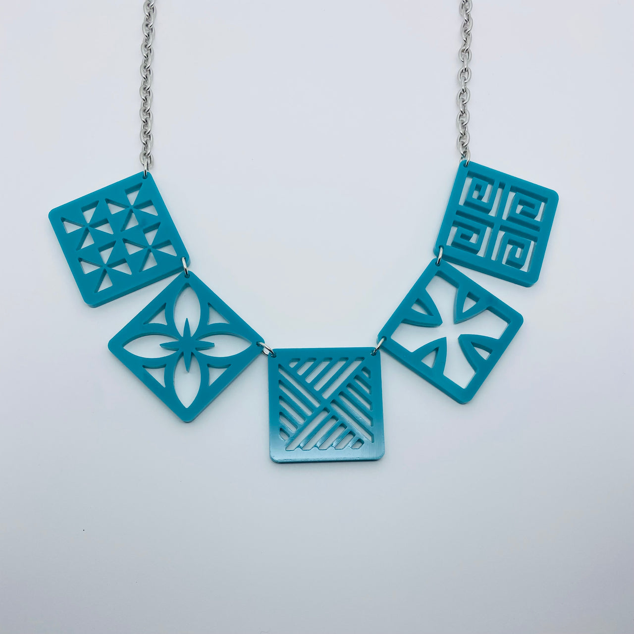 Flare Tiki Tapa Necklace in Teal