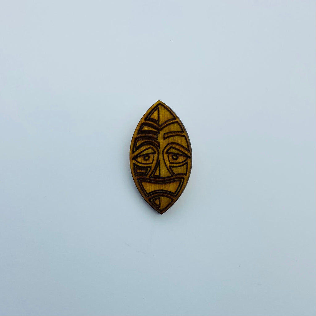 Wooden Tiki Mask Litewood™ Lapel Pin