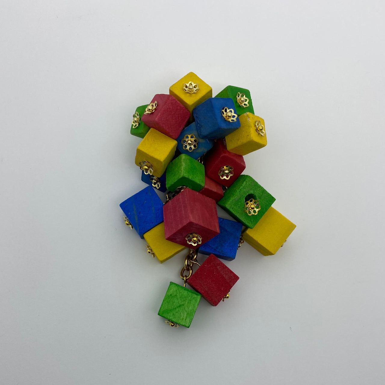 Wooden Haskell Cube Litewood™ Brooch in Primary