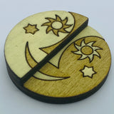 Hand Painted Wooden Small World Western Moon Litewood™ Lapel Pin