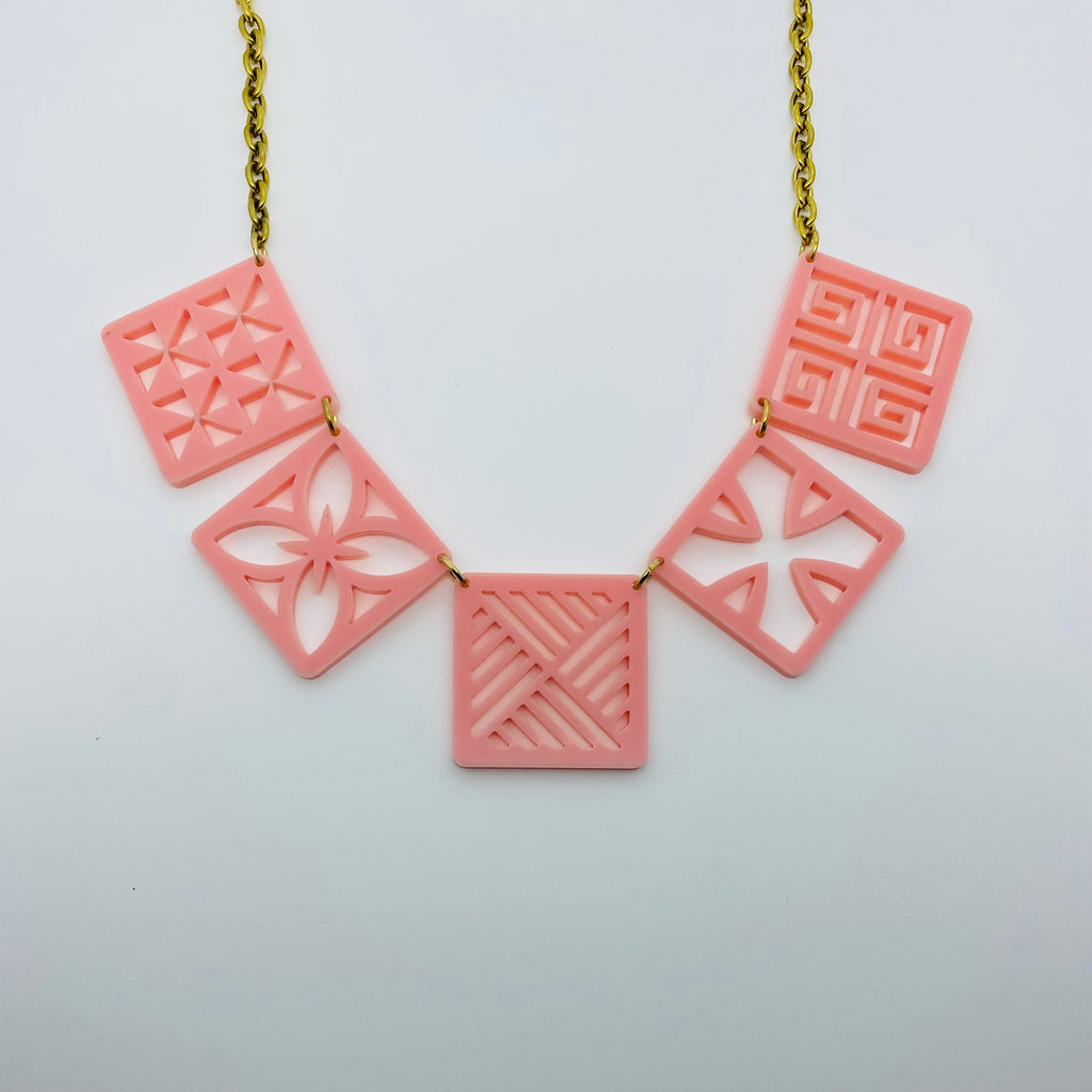 Flare Tiki Tapa Necklace in Light Pink
