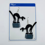 Wooden Skeleton Dance Cat Litewood™ Earrings
