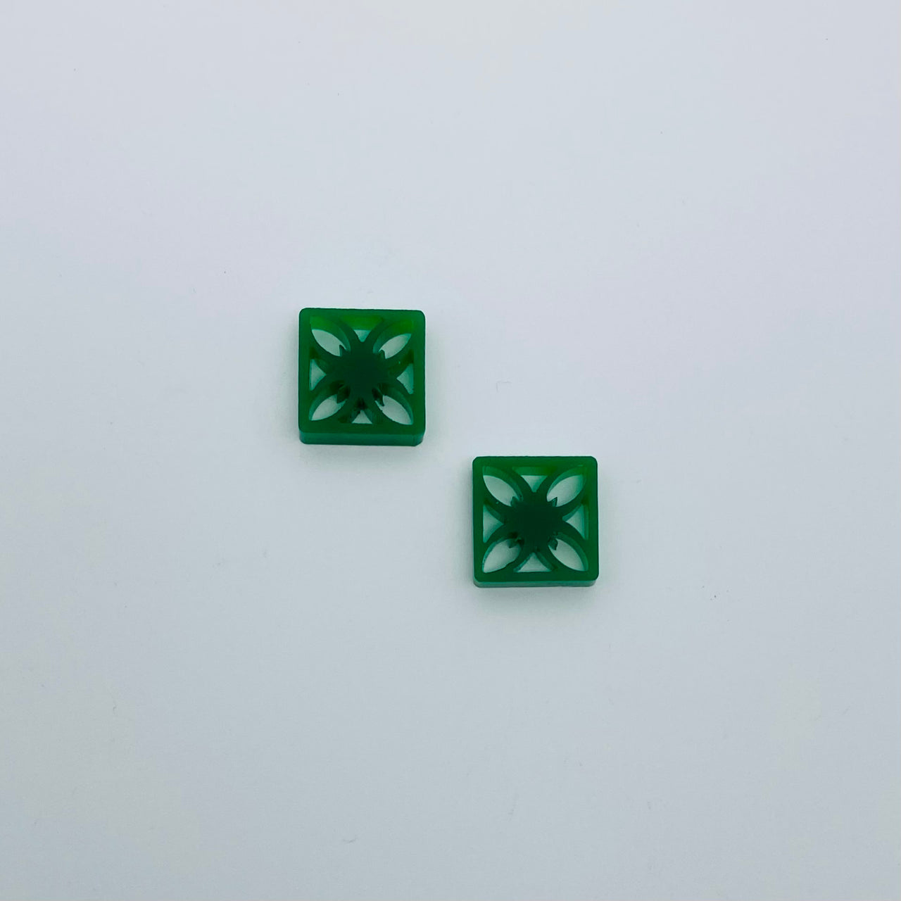 Flare Tiki Tapa Earrings in Dark Green