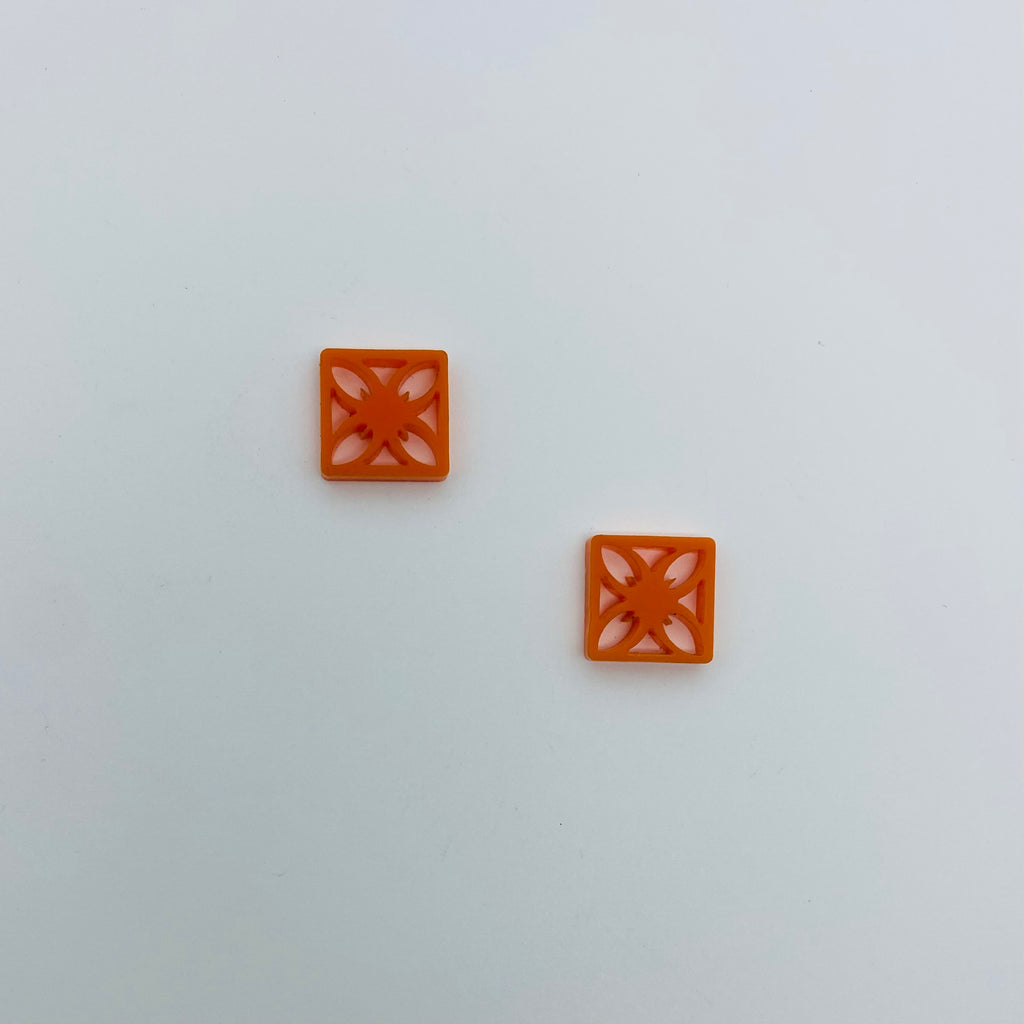 Flare Tiki Tapa Earrings in Orange