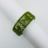 Flare Tiki Tapa Bangle Bracelet in Olive Green