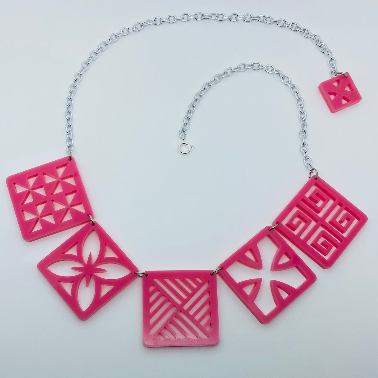 Flare Tiki Tapa Necklace in Watermelon Pink