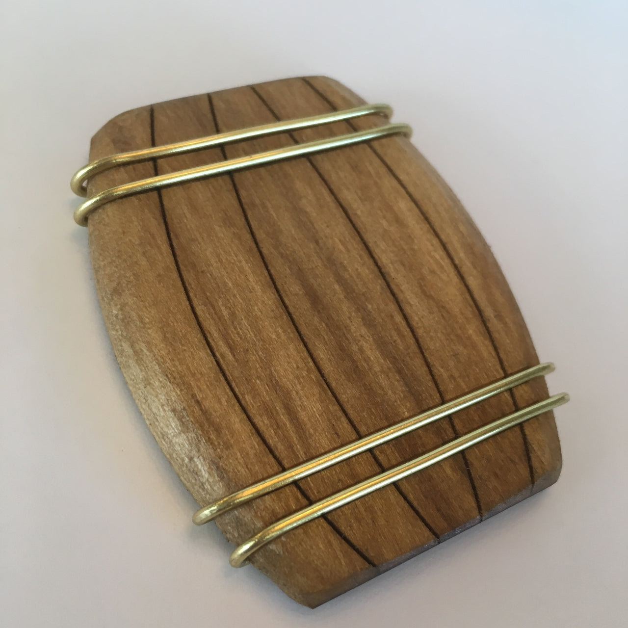 Hand Carved Wooden Barrel Litewood™ Brooch