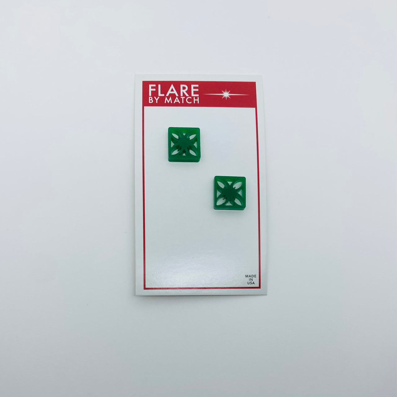 Flare Tiki Tapa Earrings in Dark Green