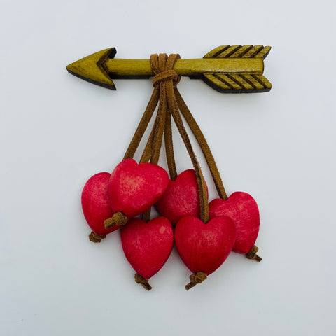 Hand Carved Wooden Arrow Heart Litewood™ Brooch