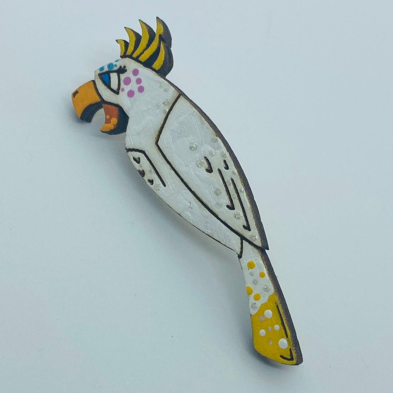 Hand Painted Wooden Showgirl Bird Litewood™ Lapel Pin