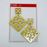 Flare Tiki Tapa Big Kahuna Dangler Earrings in Gold