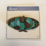 Wooden Witco Globe Litewood™ Brooch in Blue