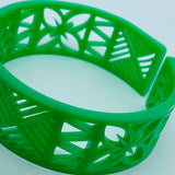 Flare Tiki Tapa Bangle Bracelet in Bright Green