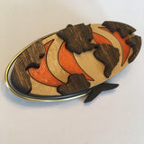 Wooden Witco Globe Litewood™ Brooch in Orange