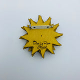 Hand Painted Wooden Small World Latin Sun Litewood™ Brooch by Mae LaRoux