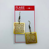 Flare Tiki Tapa Dangler Earrings in Gold