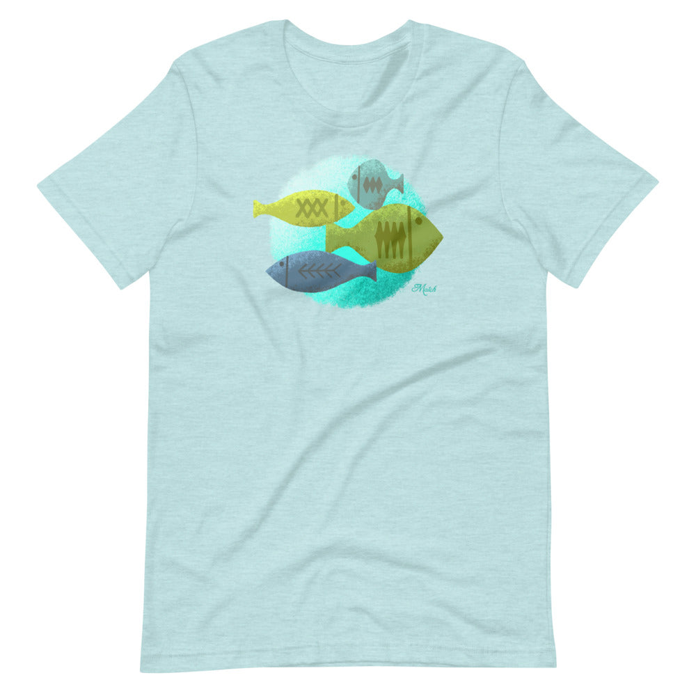 Mid Century Fish - Ice Blue Short-Sleeve Unisex T-Shirt